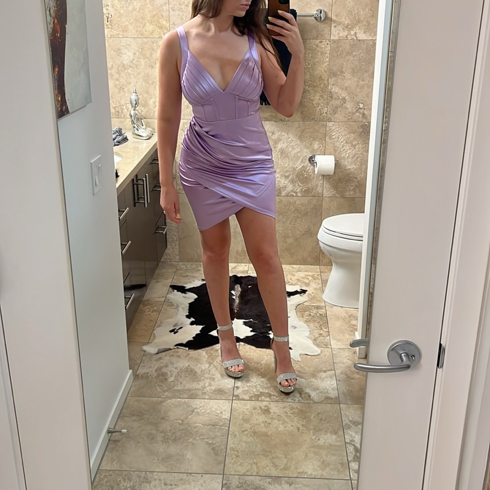 Lavender Satin Bustier Dress